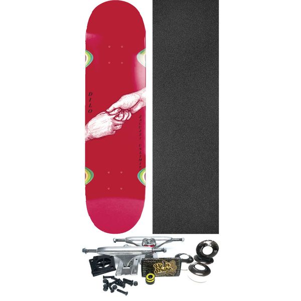 Jacuzzi Unlimited Skateboards John Dilo Hand Held Red Skateboard Deck Wheel Wells - 8.5" x 32.3" - Complete Skateboard Bundle
